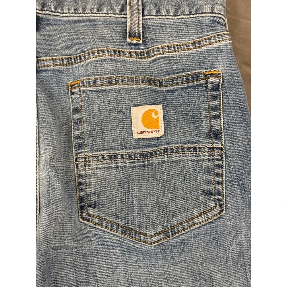 Carhartt Rugged Flex Relaxed Fit Straight Leg Jeans Mens 32x34 Light Wash Blue
